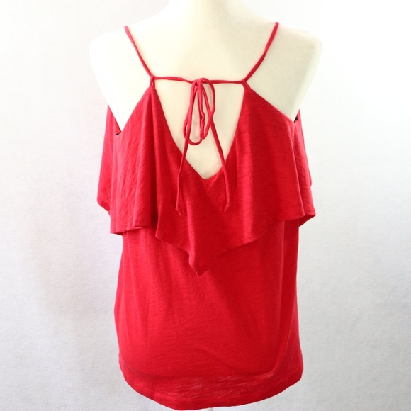 NEW HARLOWE & GRAHAM RED Ruffled Cami Top Sz M - Picture 5 of 8